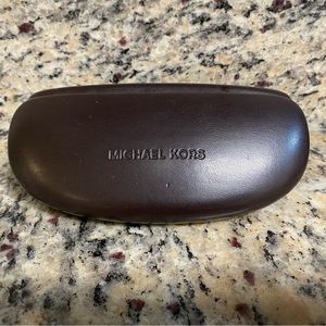 MICHAEL KORS Dark Brown GLASSES CASE Hard Shell Clam Case